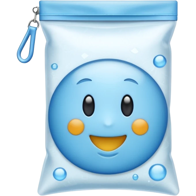 resealable freezer bag, transparent, air inside, zipper seal, soft folds, light blue or clear, frosted, no food, label, or branding, soft lighting, emoji scale emoji