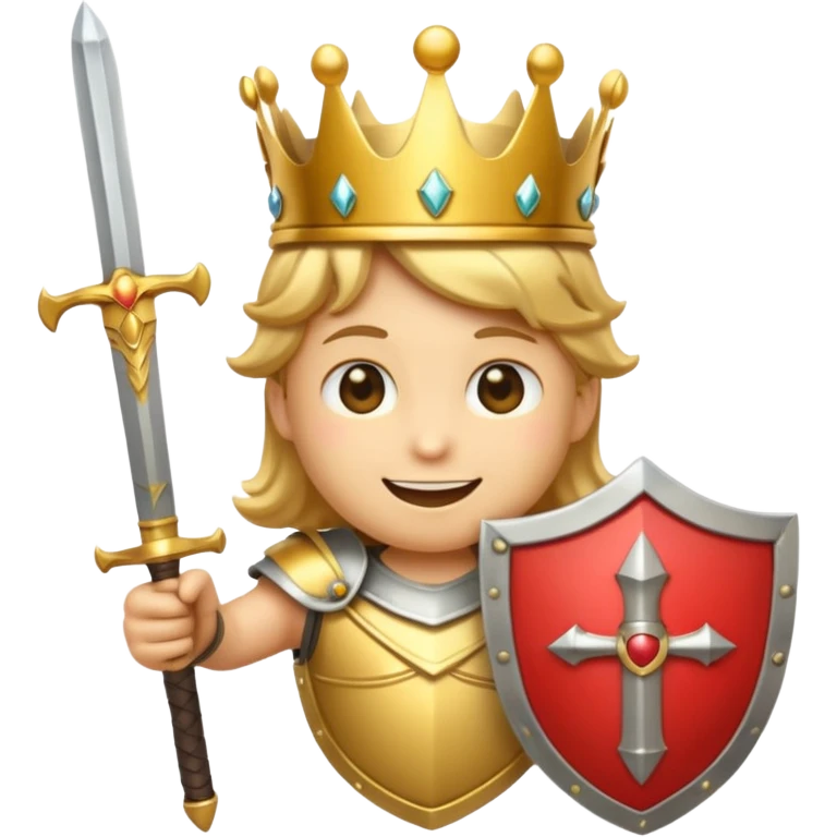 Powerful emoji with sword, shield and crown emoji