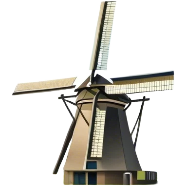 Cinematic Realistic Kinderdijk Windmills Landmark Emoji, showcasing traditional Dutch windmills aligned along a tranquil canal, with lush green fields, soft ripples in the water. emoji