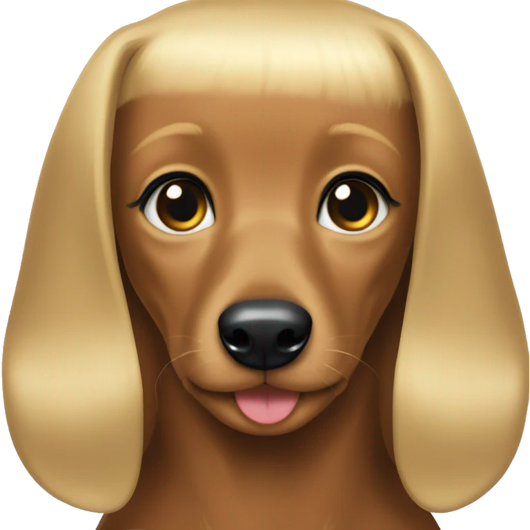 black dachshund and blonde girl with light eyes emoji