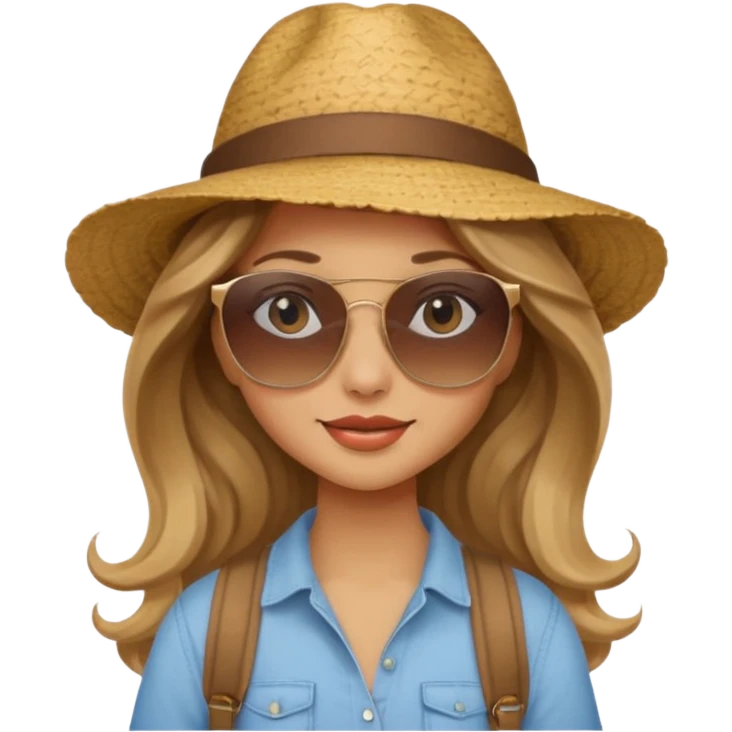 Girl with long light brown/dark blonde wavy hair who likes to travel emoji
