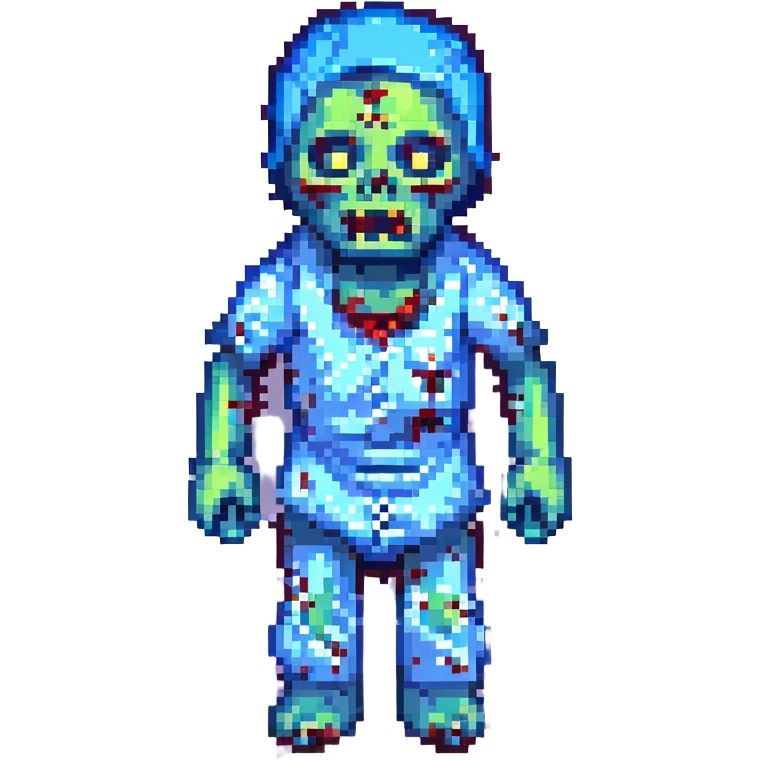 pixel art zombie, blueish skin, arms outstretched emoji