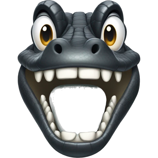 Black alligator with grey mouth and teeth emoji