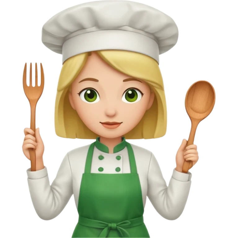 she chef with green apron emoji