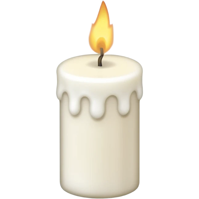 A simple emoji-style illustration of a candle with no flame, the wick slightly burnt, and a small amount of light smoke rising, minimal design, flat emoji look emoji