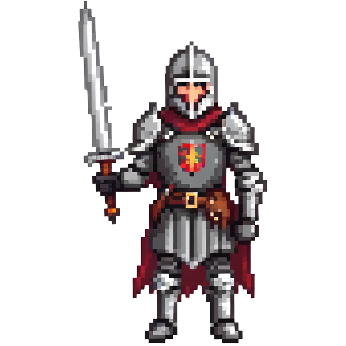 Medieval knight in black armor wielding a sword emoji