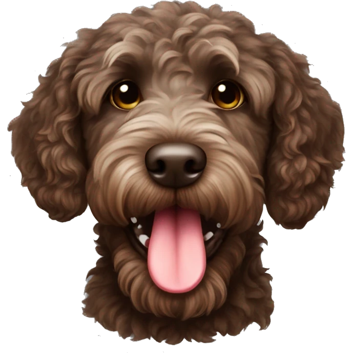 dark brown labradoodle with tongue out  emoji