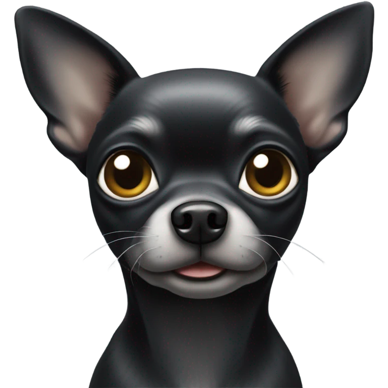 black chihuahua that is old and turning grey but cute emoji