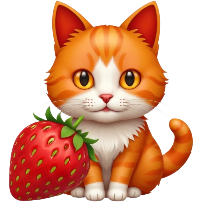 cat holding a strawberry emoji