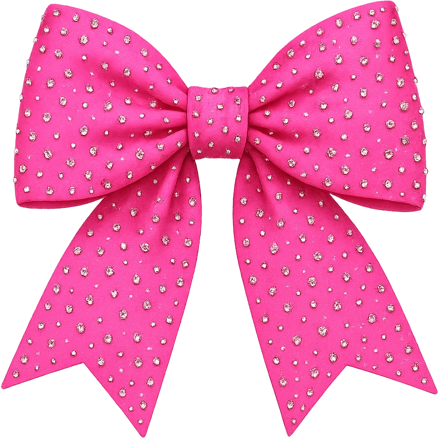 kpop neon pink bow with rhinestones, bold and trendy emoji