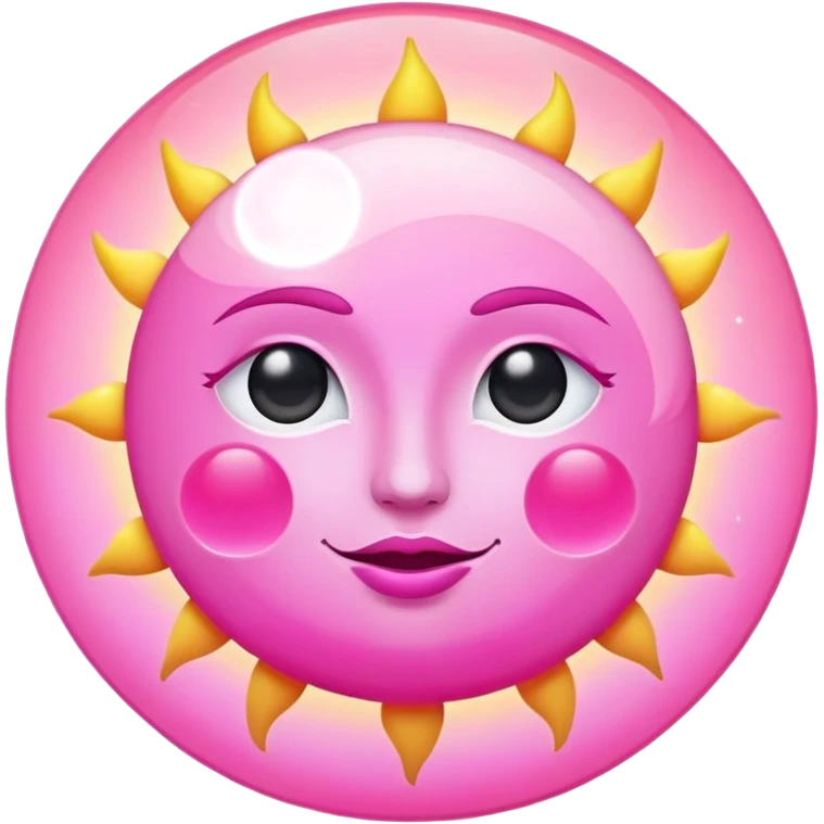 Pink sun with moon emoji
