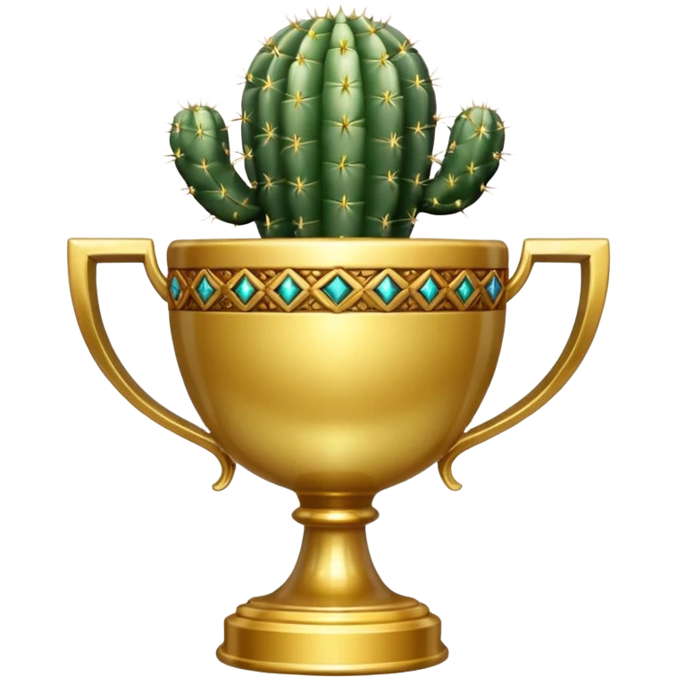 gold cactus cup trophy no face emoji