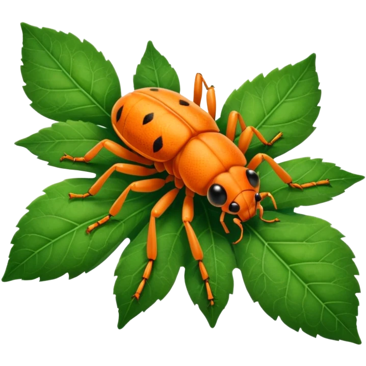 cute orange bug on leaf emoji