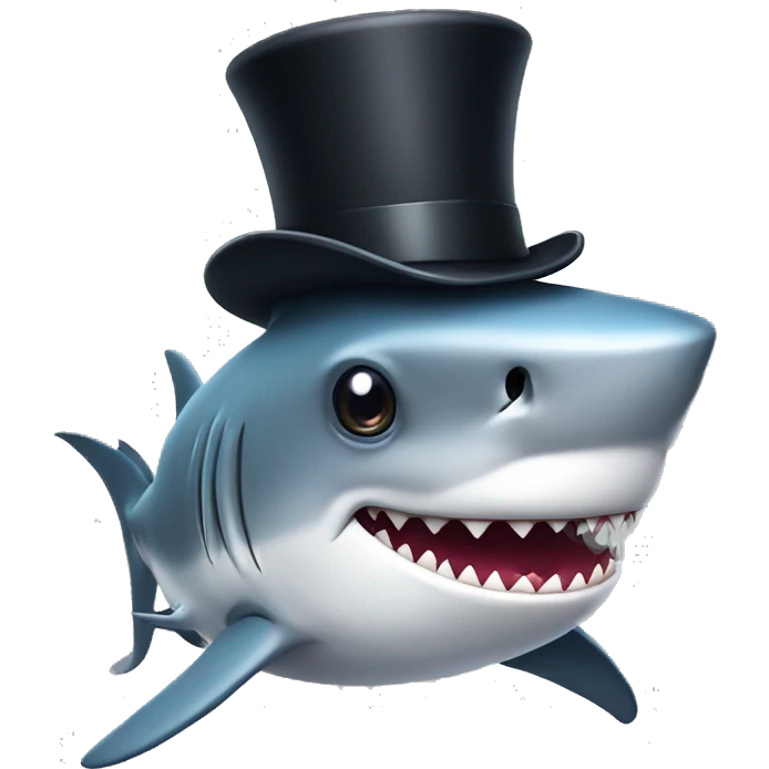 Shark with a top hat emoji