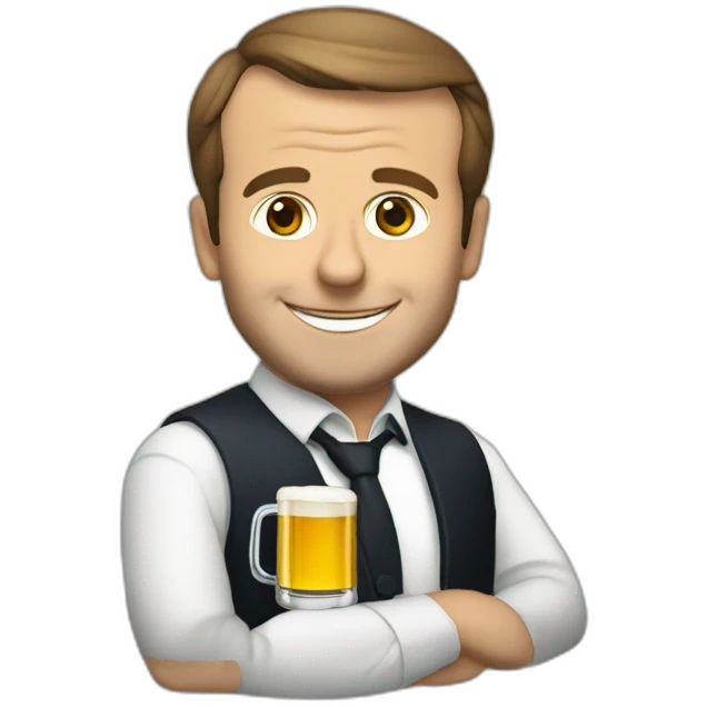 macron qui tient une biere emoji