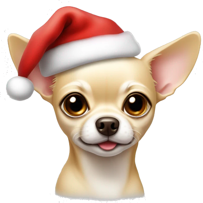 Light beige Chihuahua whit a Santa hat  emoji
