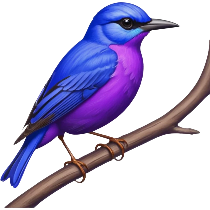 Still life, hyperrealism, male Purple Honeycreeper, Cyanerpes caeruleus, on tree branch emoji