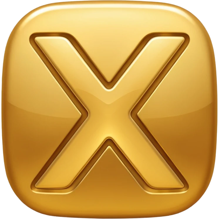emoji-style glossy icon with two characters: X and S placed side by side forming “XS”, bold rounded font, golden 3D shine, smooth gradients, soft highlights, transparent background

 emoji