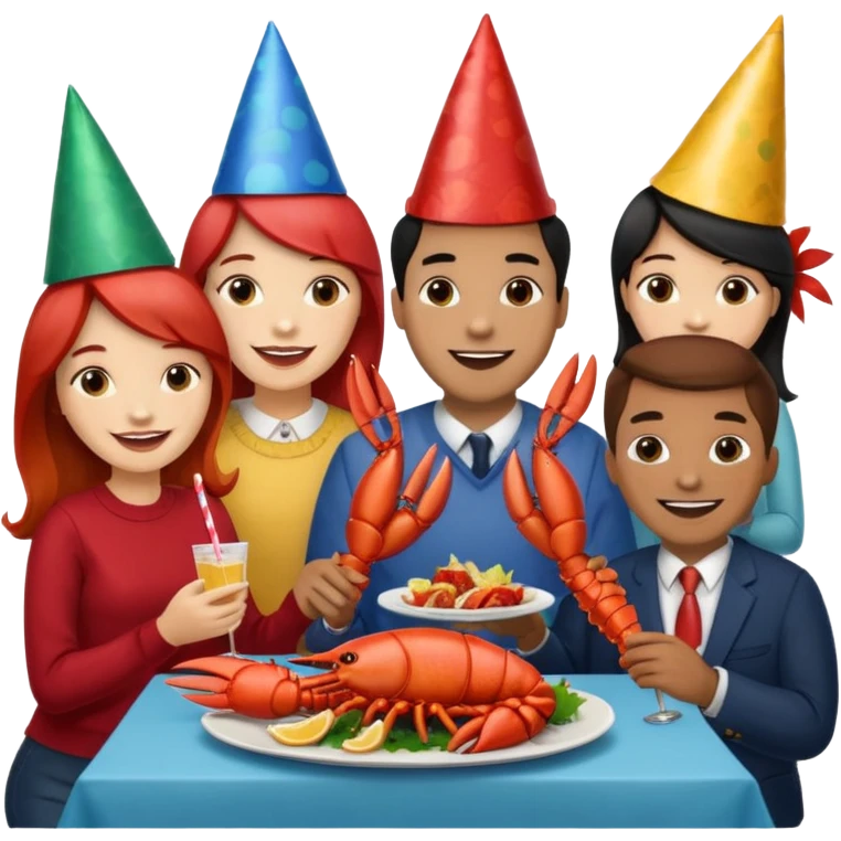 200 people eating lobster at a family party emoji