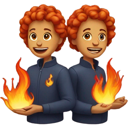Twins with flames emoji