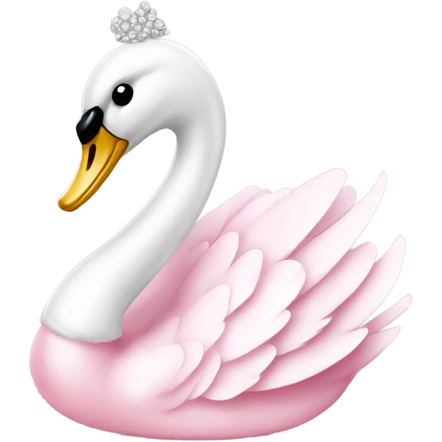 Baby Pink swan with pearls and diamonds  emoji