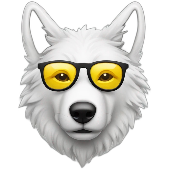 Loup blanc avec lunettes de soleil emoji