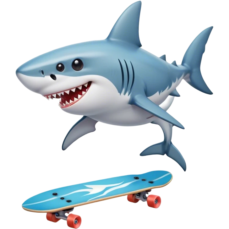 Shark riding a skateboard emoji