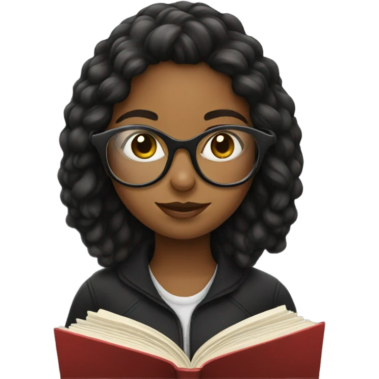 girl with glasses reading a book emoji