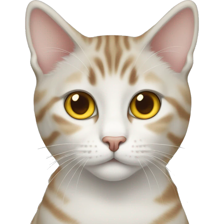 Scotch straight cat with yellow eyes and small nose color tabby  emoji