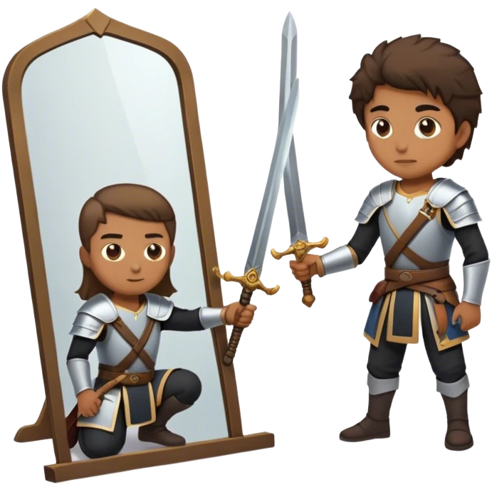 the sword on the floor and a mirror person emoji