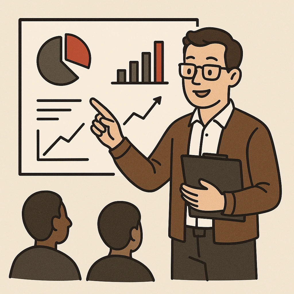data person, data analyst teaching a class, simple background emoji