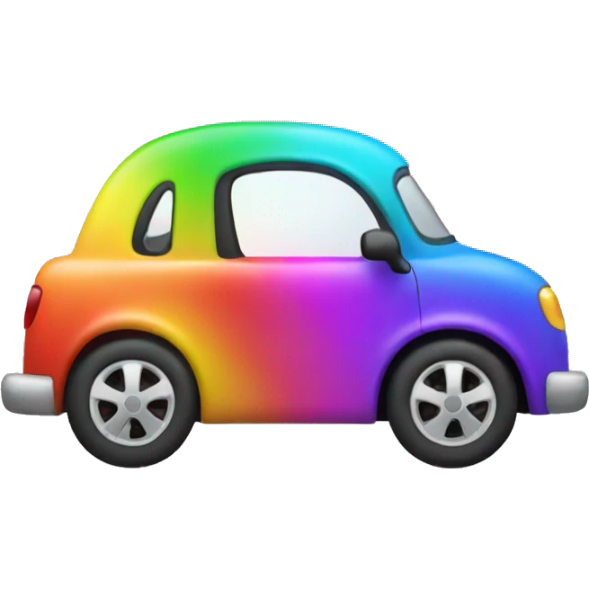 Man driving cute rainbow car emoji