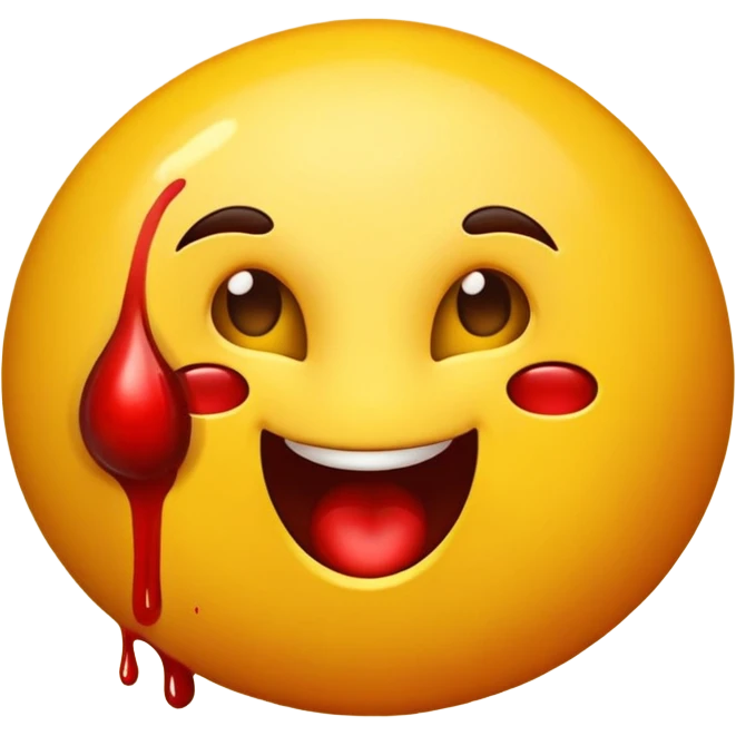 Crea un emoji gialla che si spara in bocca e schizza sangue giallo emoji