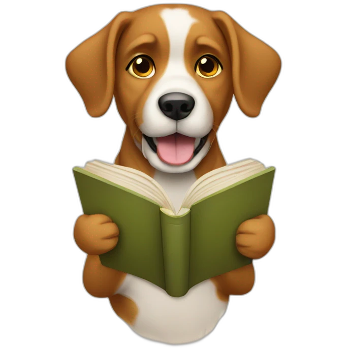 Dog reading book emoji