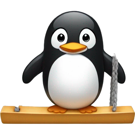 Penguin on a swing emoji