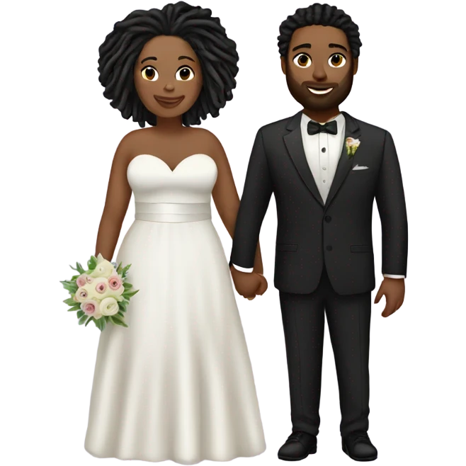 Plus size couple with locs wedding pale emoji