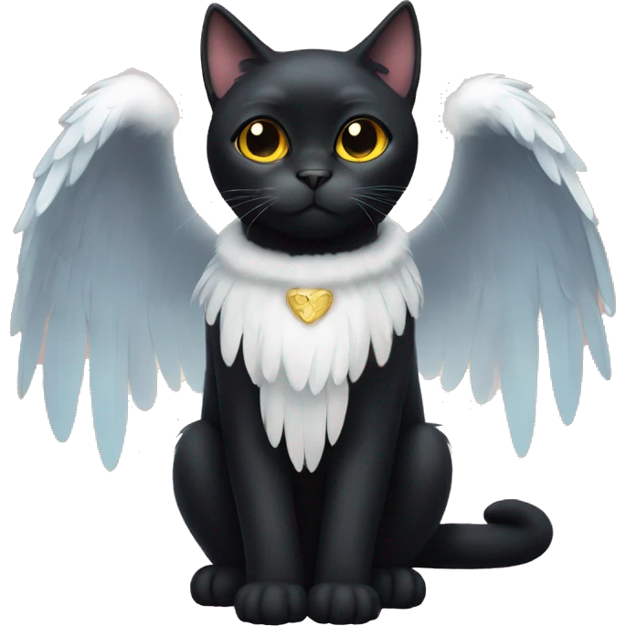 Black cat with angel wings emoji