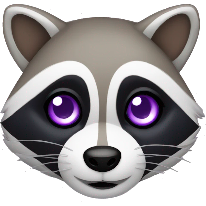 front facing raccoon with purple heart eyes emoji