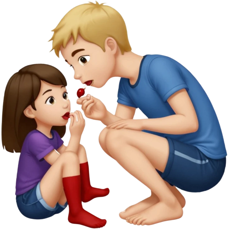 Boy Licking girl feet emoji