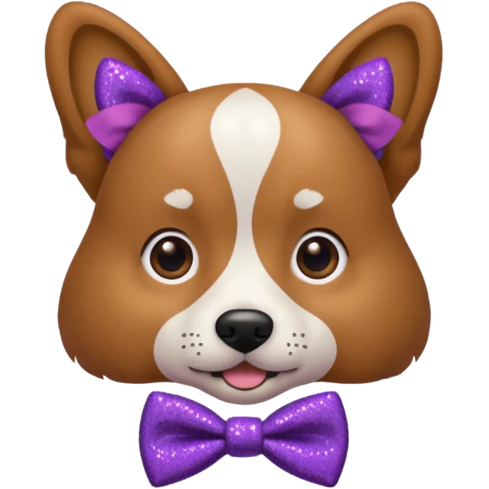 Cachorro adulto com gravata roxa com glitter emoji