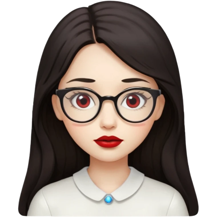 Angel girl with eyeglasses and long dark hair with red lipstick  emoji
