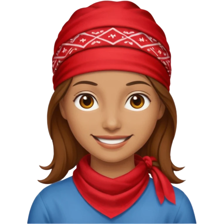 brown haired woman with wearing red bandana emoji