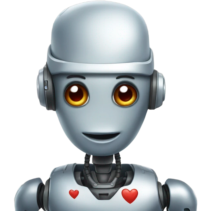 Un robot con ojos de corazón emoji