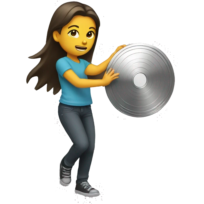 Girl throwing a metal disc emoji