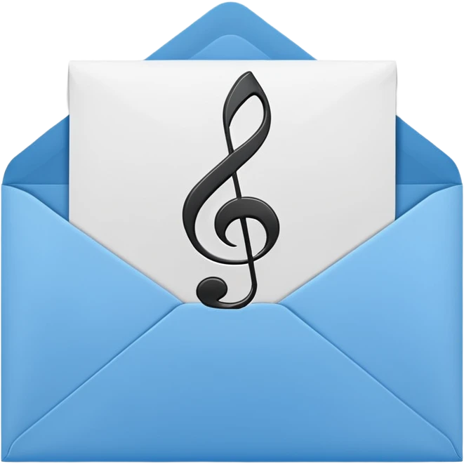 Mail with music note stamp emoji
