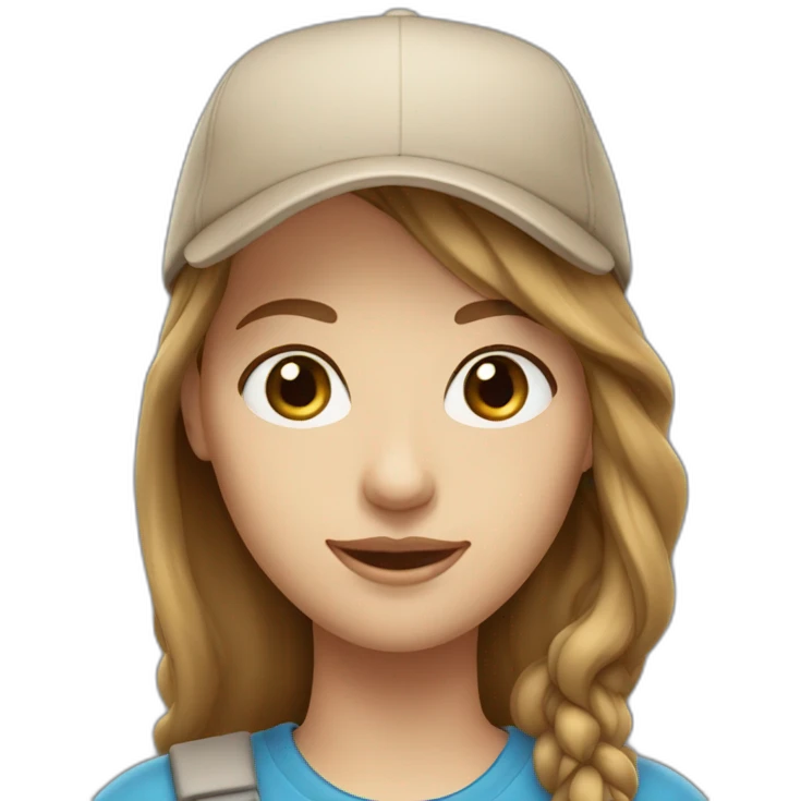 middle haired women light brown hair with beige cap blue eyes  emoji