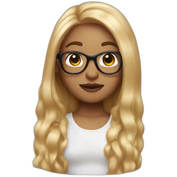 memoji, light skin, glasses, straight long hair emoji
