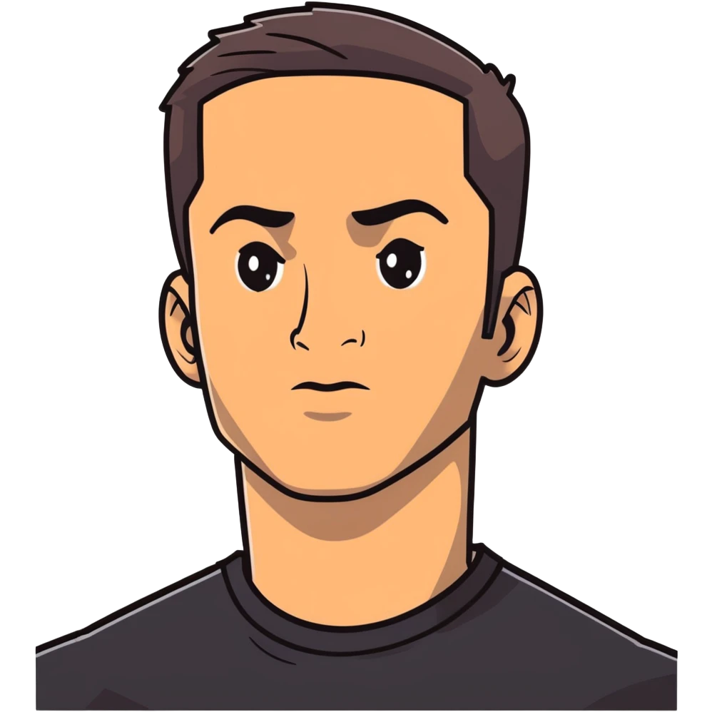 Attractive man in his 40s with youthful appearance, light brown skin, elongated face, defined jawline, medium dark eyes, arched eyebrows, straight nose, handsome friendly expression, short dark hair styled upward, athletic build, wearing a fitted black t-shirt emoji