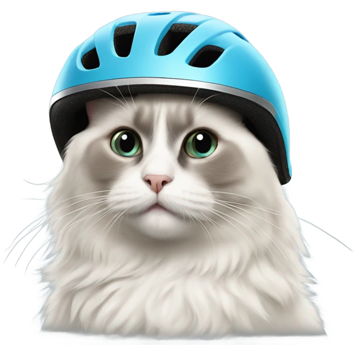 Ragdoll cat wearing bike helmet emoji