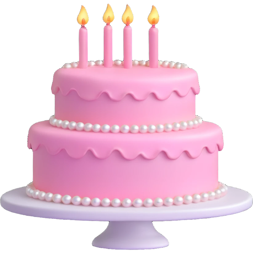 pearl light pink birthday cake emoji